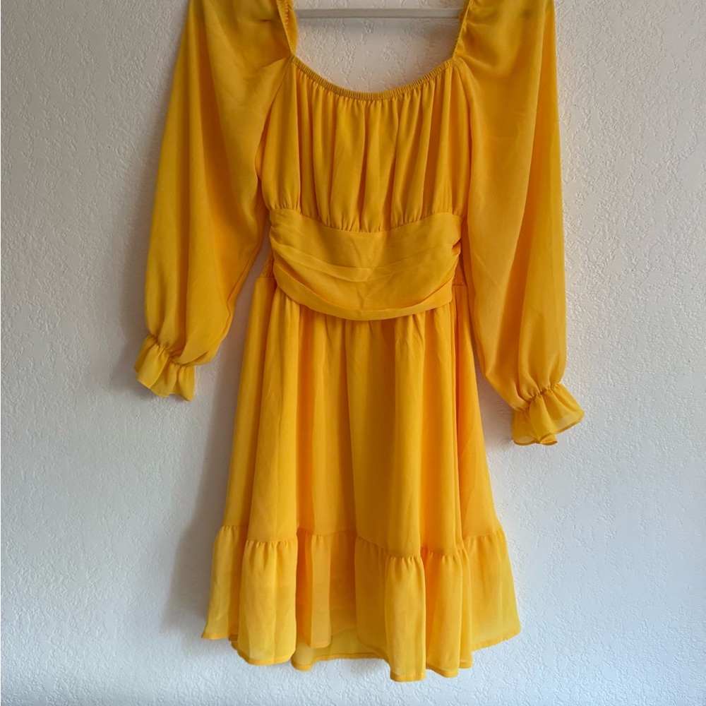 Bright Yellow Long Sleeve Dress